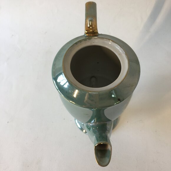 Vintage Victorian Couple Iridescent Porcelain Tea Set Luster Japan Blue Teapot - Picture 15 of 16